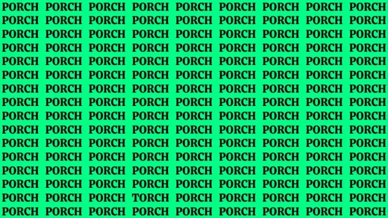 Optical Illusion Eye Test: If you have Eagle Eyes Find the Word Torch among Porch in 15 Secs