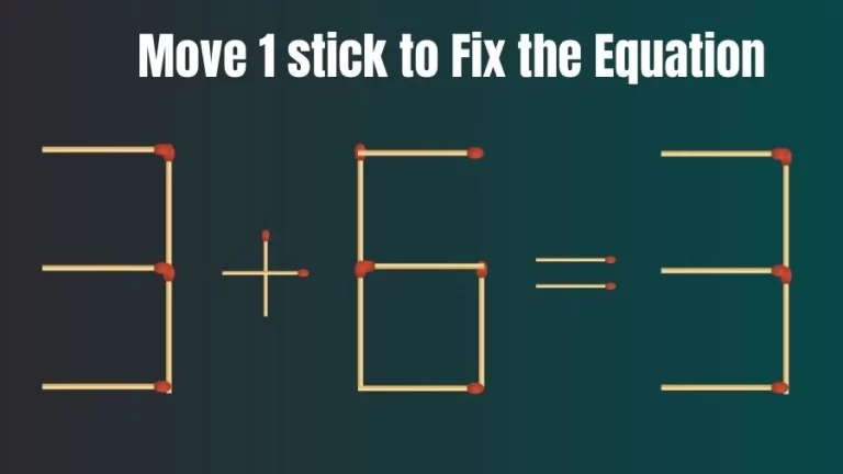 Brain Teaser: 3+6=3 Move Only 1 Matchstick To Fix The Equation