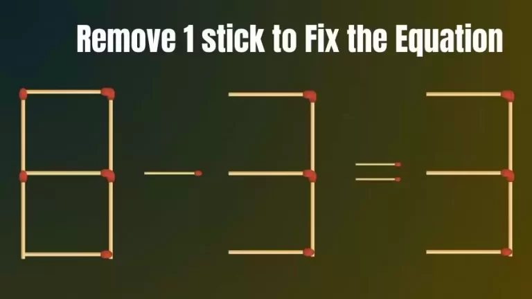 Brain Teaser: 8-3=3 Remove 1 Stick To Fix The Equation