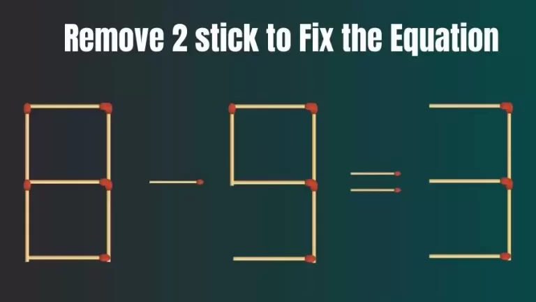 Brain Teaser: 8-9=3 Remove 2 Sticks To Fix The Equation