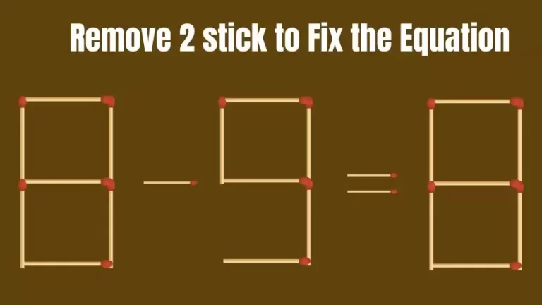 Brain Teaser IQ Challenge: 8-9=8 Remove 2 Matchsticks to Fix the Equation