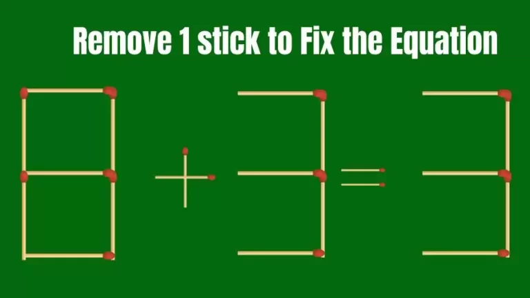 Brain Teaser IQ Challenge: 8+3=3 Remove 1 Matchstick to Fix the Equation