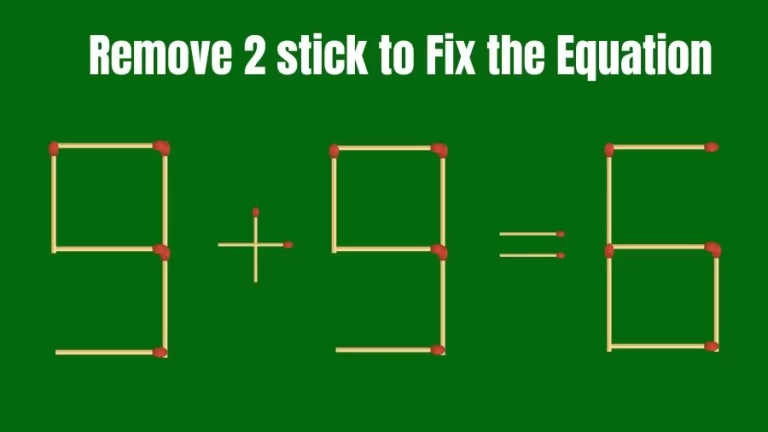 Brain Teaser IQ Challenge: 9+9=6 Remove 2 Matchsticks to Fix the Equation