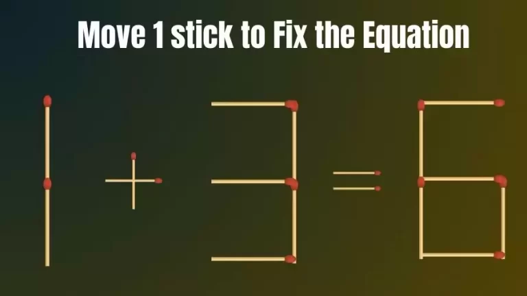 Brain Teaser IQ Test: 1+3=6 Matchstick Puzzle Only Genius Mind Can Solve