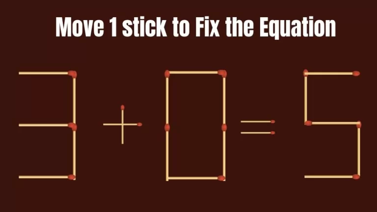 Brain Teaser IQ Test: 3+0=5 Matchstick Puzzle Only Genius Mind Can Solve