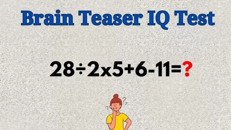 Brain Teaser Math IQ Test: Solve 28÷2x5+6-11