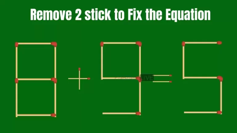 Solve the Puzzle Where 8+9=5 by Removing 2 Sticks to Fix the Equation