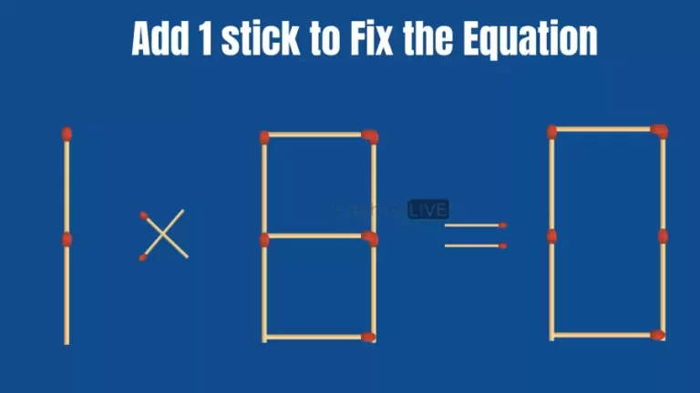Solve the Puzzle to Transform 1x8=0 by Adding 1 Matchstick to Correct the Equation