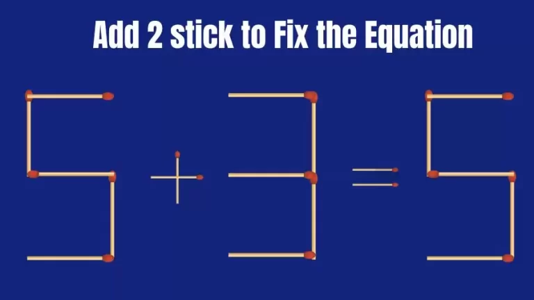 Solve the Puzzle to Transform 5+3=5 by Adding 2 Matchsticks to Correct the Equation