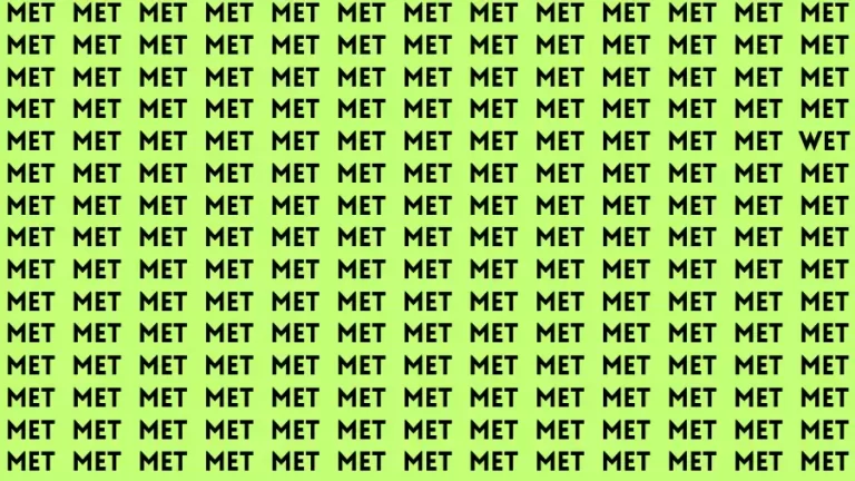Visual Test: If you have Eagle Eyes find the Word Wet among Met in 10 Secs